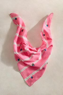 Embroidered Floral Stripe Cotton Bandana
