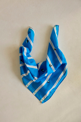 Embroidered Floral Stripe Cotton Bandana