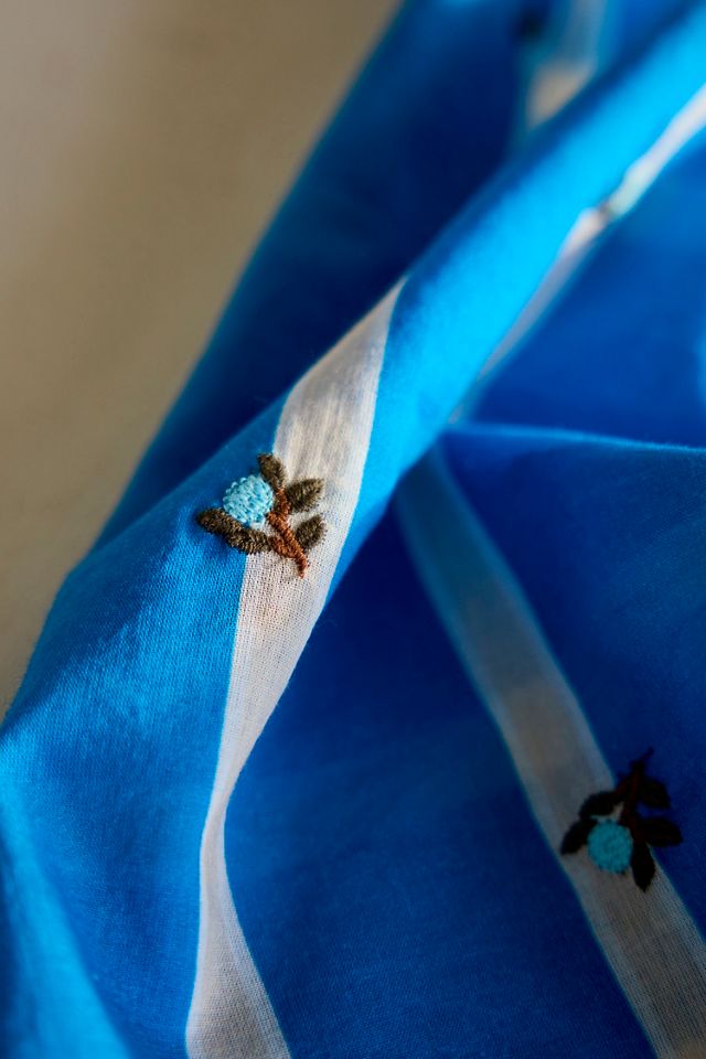 Embroidered Floral Stripe Cotton Bandana #1
