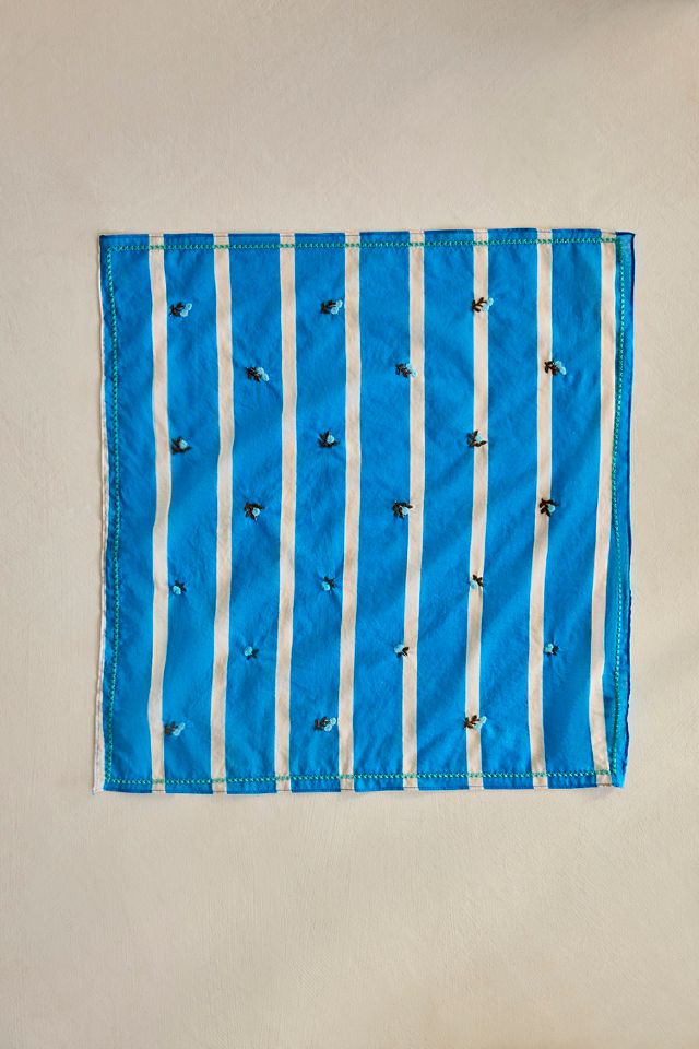 Embroidered Floral Stripe Cotton Bandana #2
