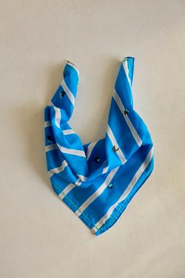 Embroidered Floral Stripe Cotton Bandana