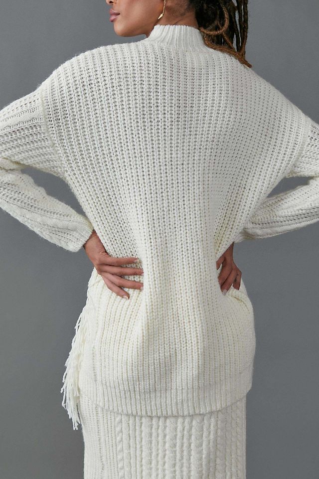 Line + Dot Fringed Tunic Sweater #1