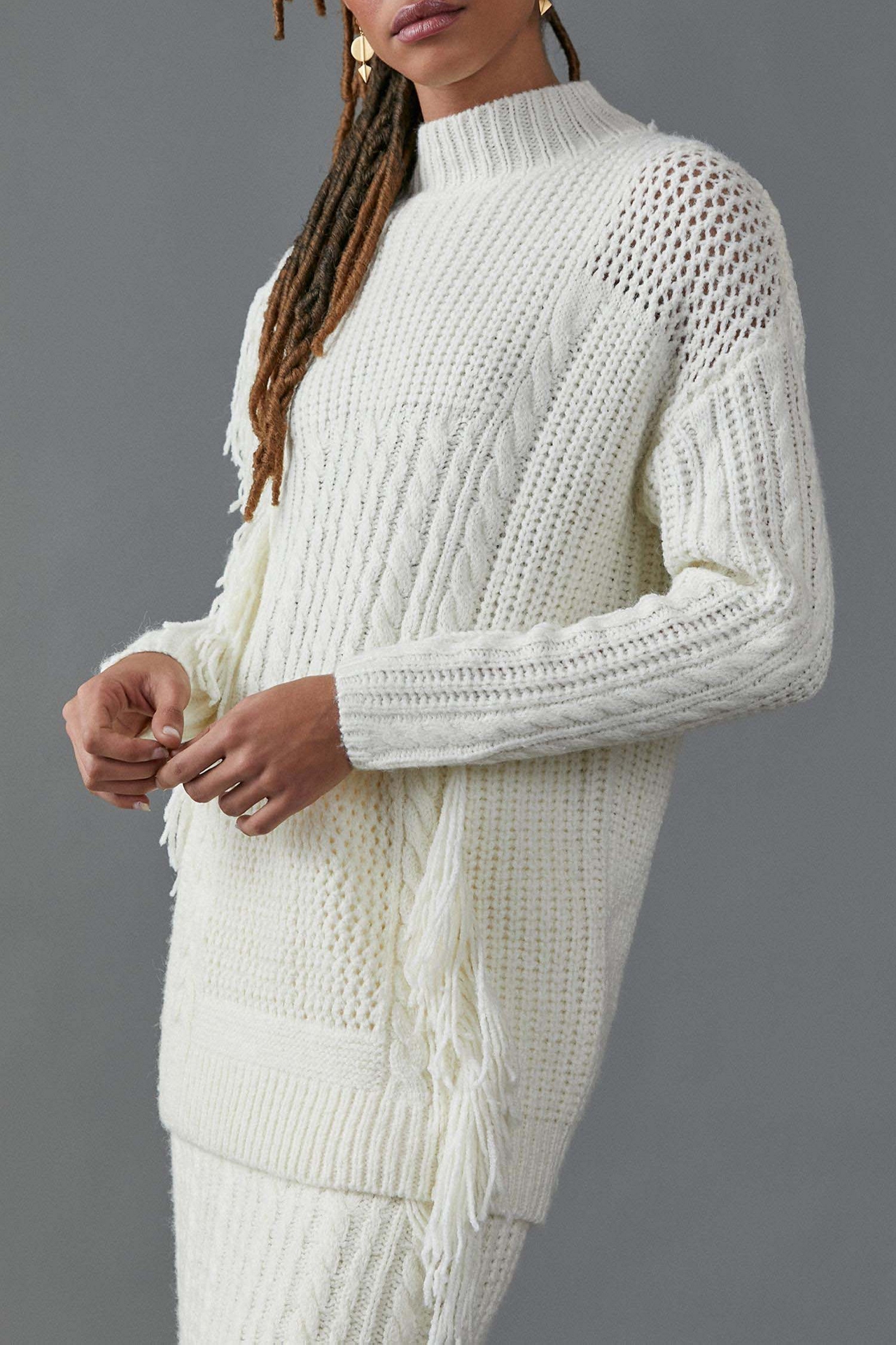 Line + Dot Fringed Tunic Sweater