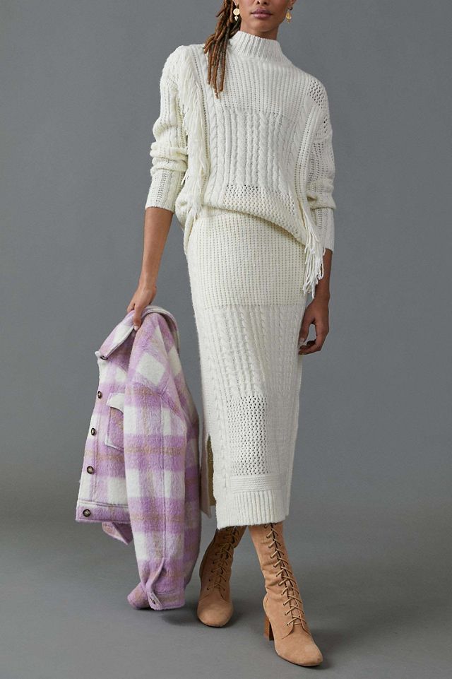 Line + Dot Fringed Tunic Sweater #4