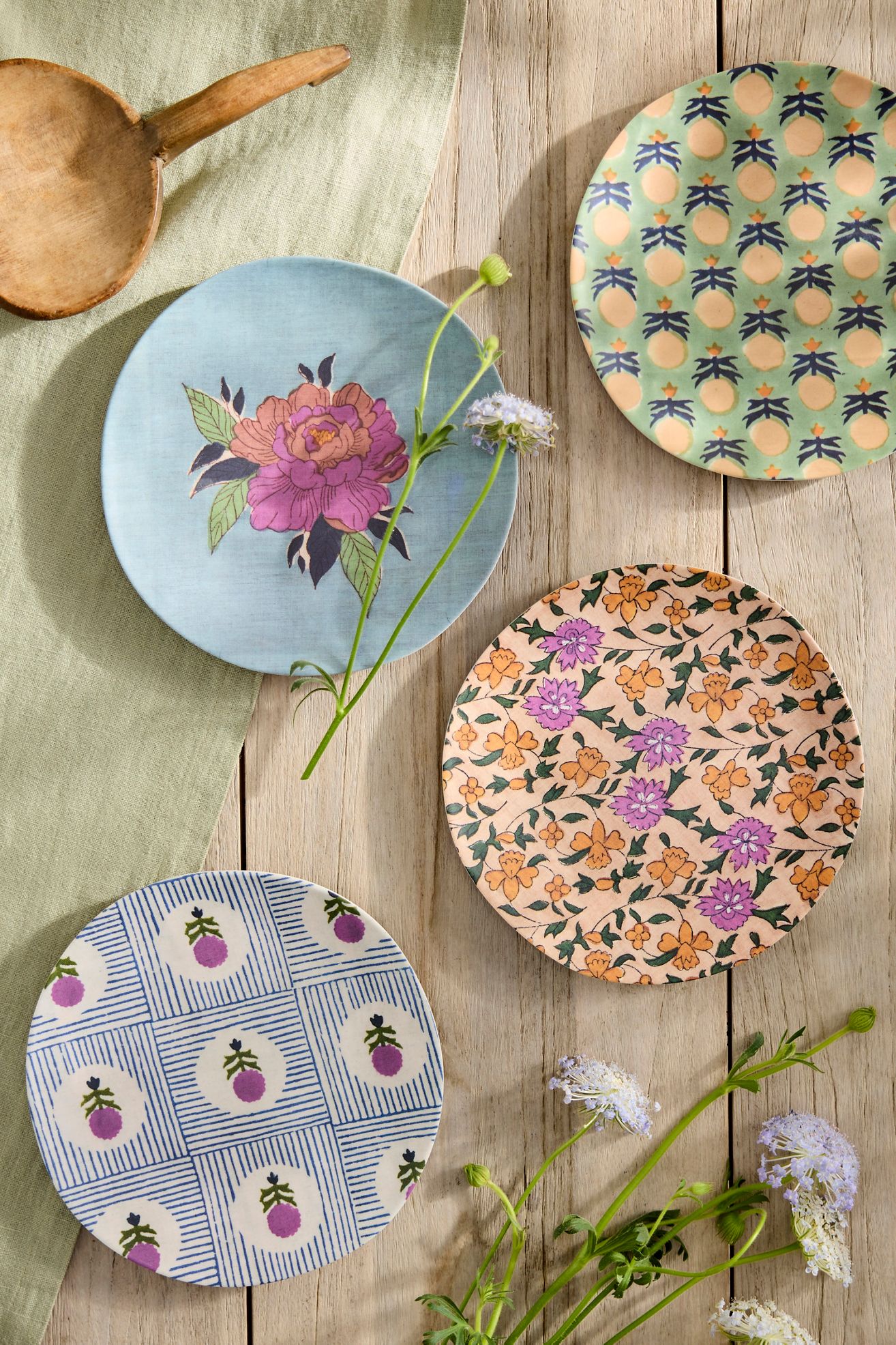 Blossom Melamine Side Plates, Set of 4 - Multi, One Size