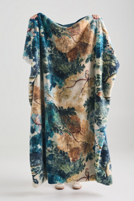 Anthropologie Printed Faux-fur Pattern Throw Blanket