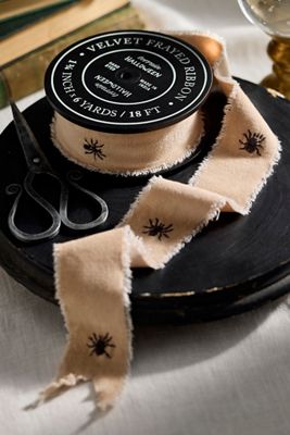 Embroidered Spider Velvet Ribbon