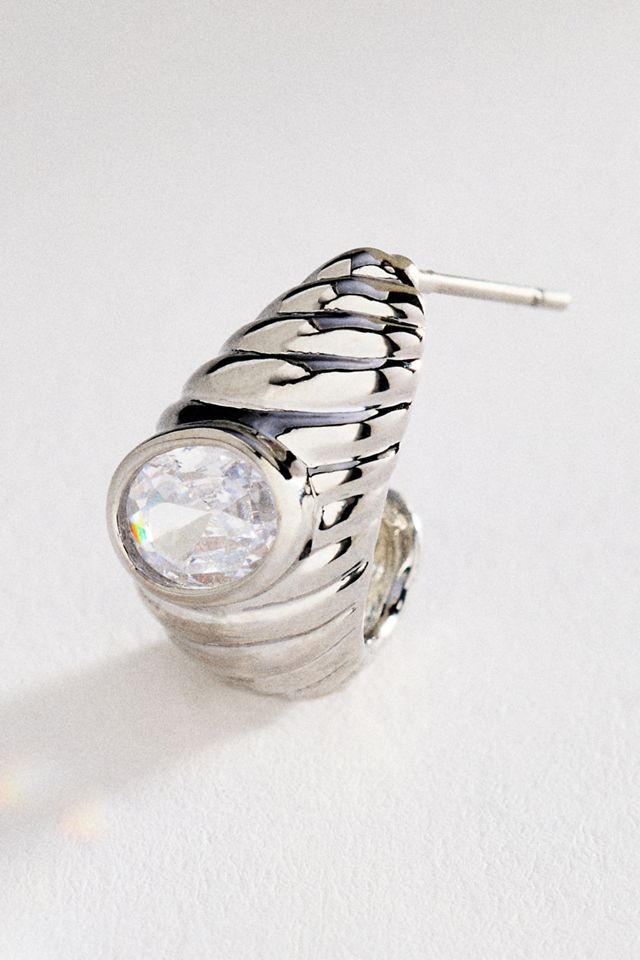 Sculptural Ribbed Crystal Post Earrings #1