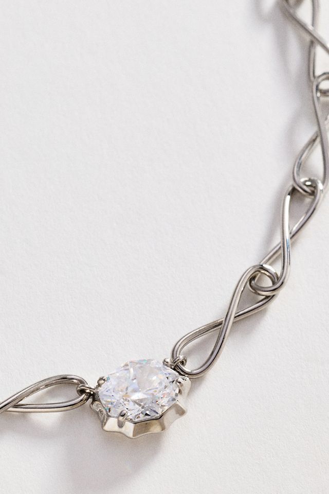 Twist Chain Bezel Crystal Necklace #1
