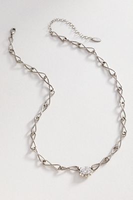 Twist Chain Bezel Crystal Necklace