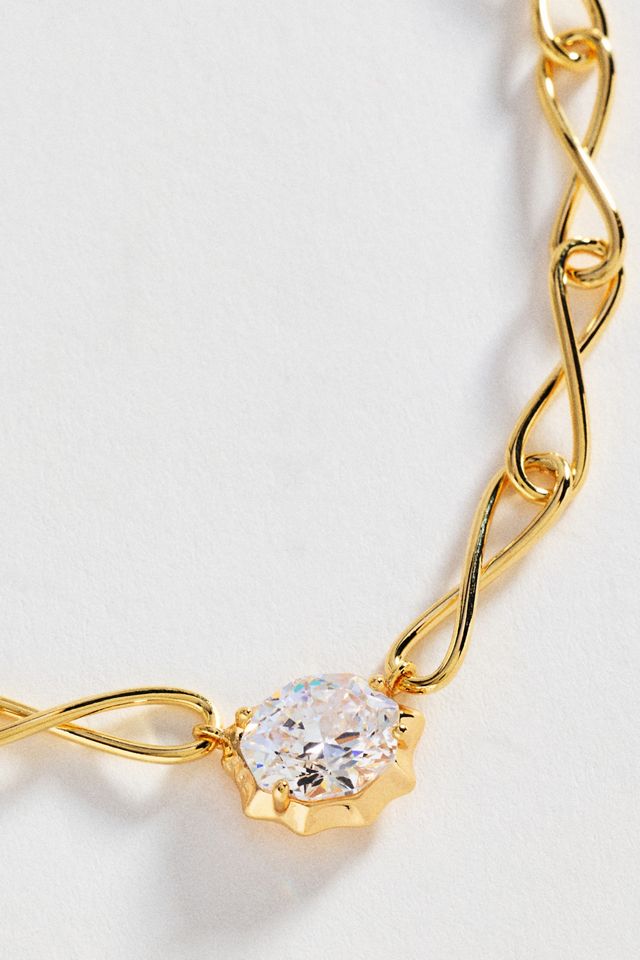 Twist Chain Bezel Crystal Necklace #1