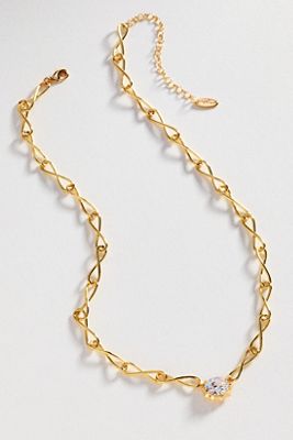 Twist Chain Bezel Crystal Necklace