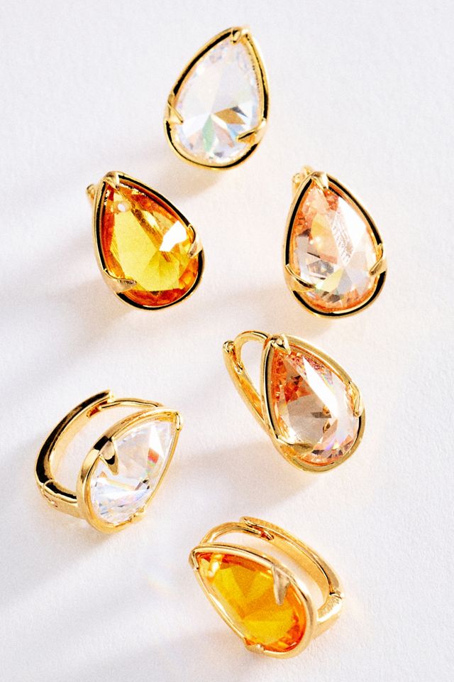 Pear-Cut Honey Crystal Hoop Earrings #1