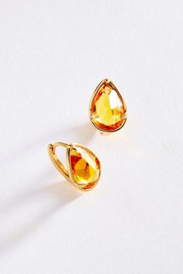 Pear-Cut Honey Crystal Hoop Earrings