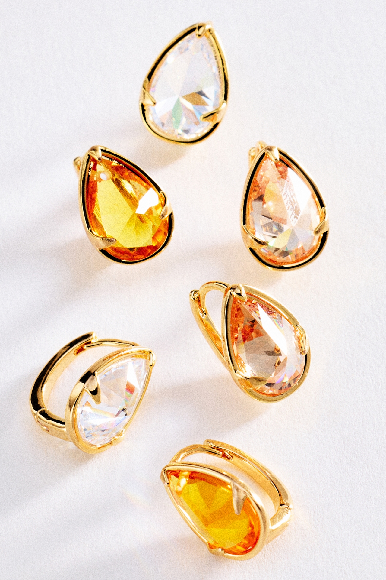 Pear-Cut Honey Crystal Hoop Earrings