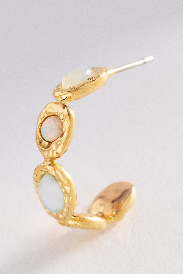 Colourful Semi-Stone Hoop Earrings #1