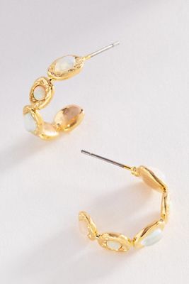 Colorful Semi-Stone Hoop Earrings