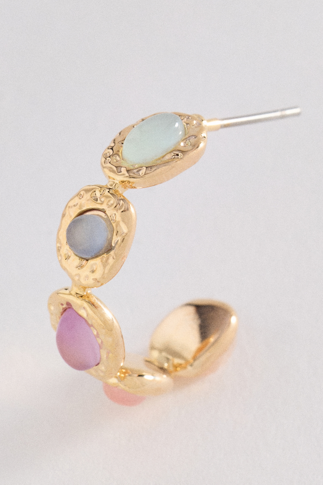 Colorful Semi-Stone Hoop Earrings