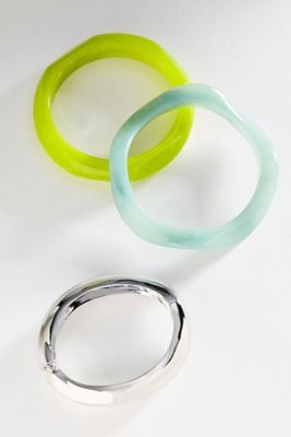 Wavy Bangle Bracelets, Set of 3
