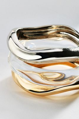 Wavy Bangle Bracelets, Set of 3