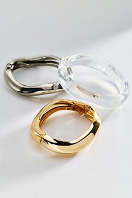 Wavy Bangle Bracelets, Set of 3
