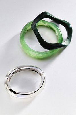 Wavy Bangle Bracelets, Set of 3