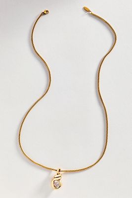 Organic Bezel Crystal Pendant Necklace
