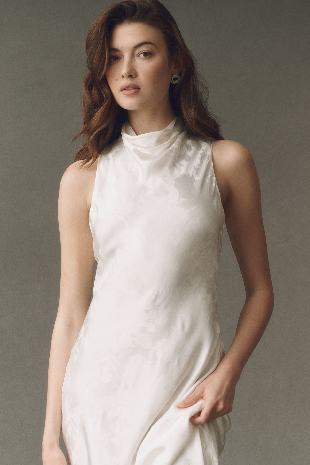 BHLDN Mock-Neck Jacquard Maxi Dress
