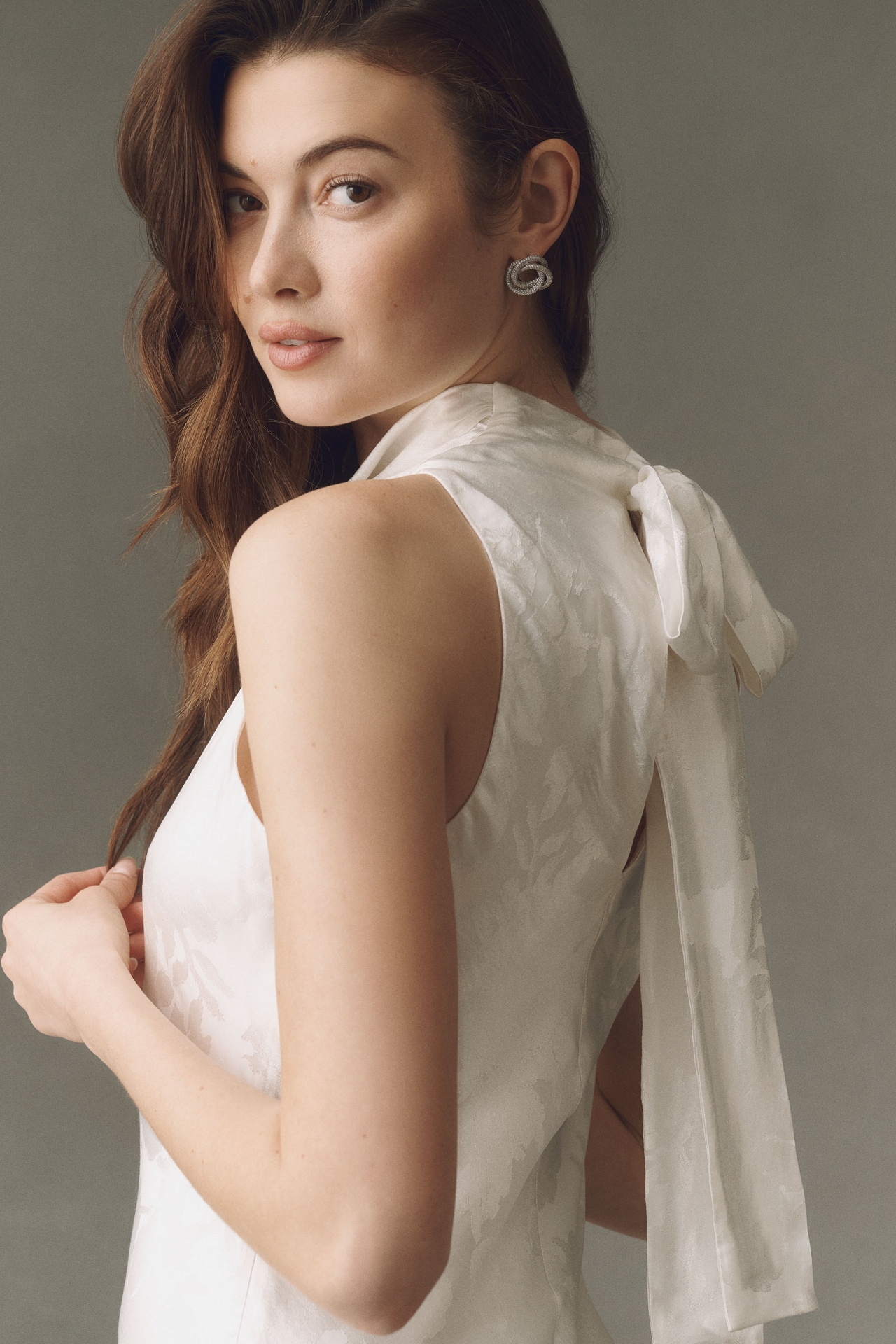 BHLDN Mock-Neck Jacquard Maxi Dress