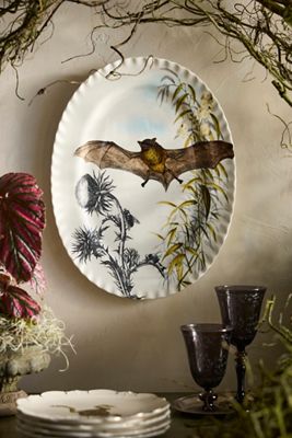 Halloween Bat Pinch Rim Serving Platter