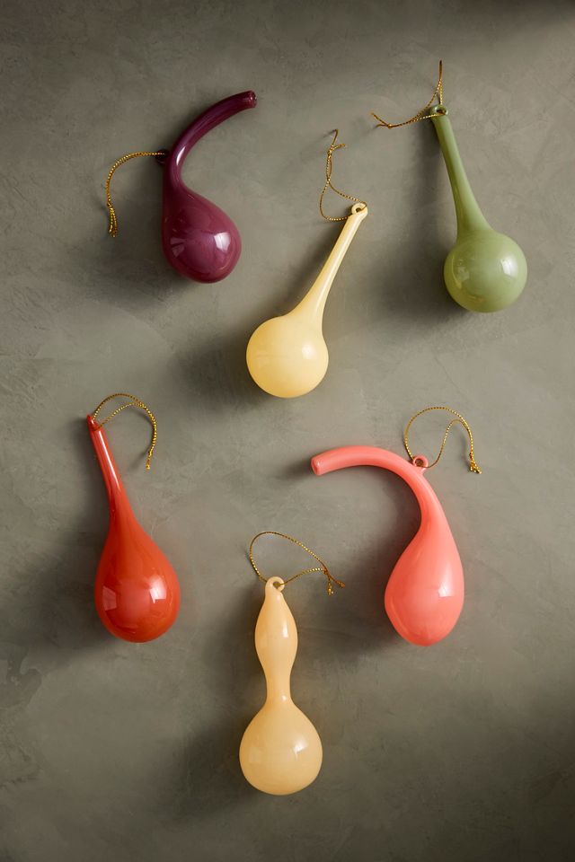 Heirloom Gourd Glass Ornaments, Set of 6 #2