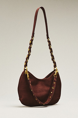 By Anthropologie Faux Suede Circular Shoulder Bag