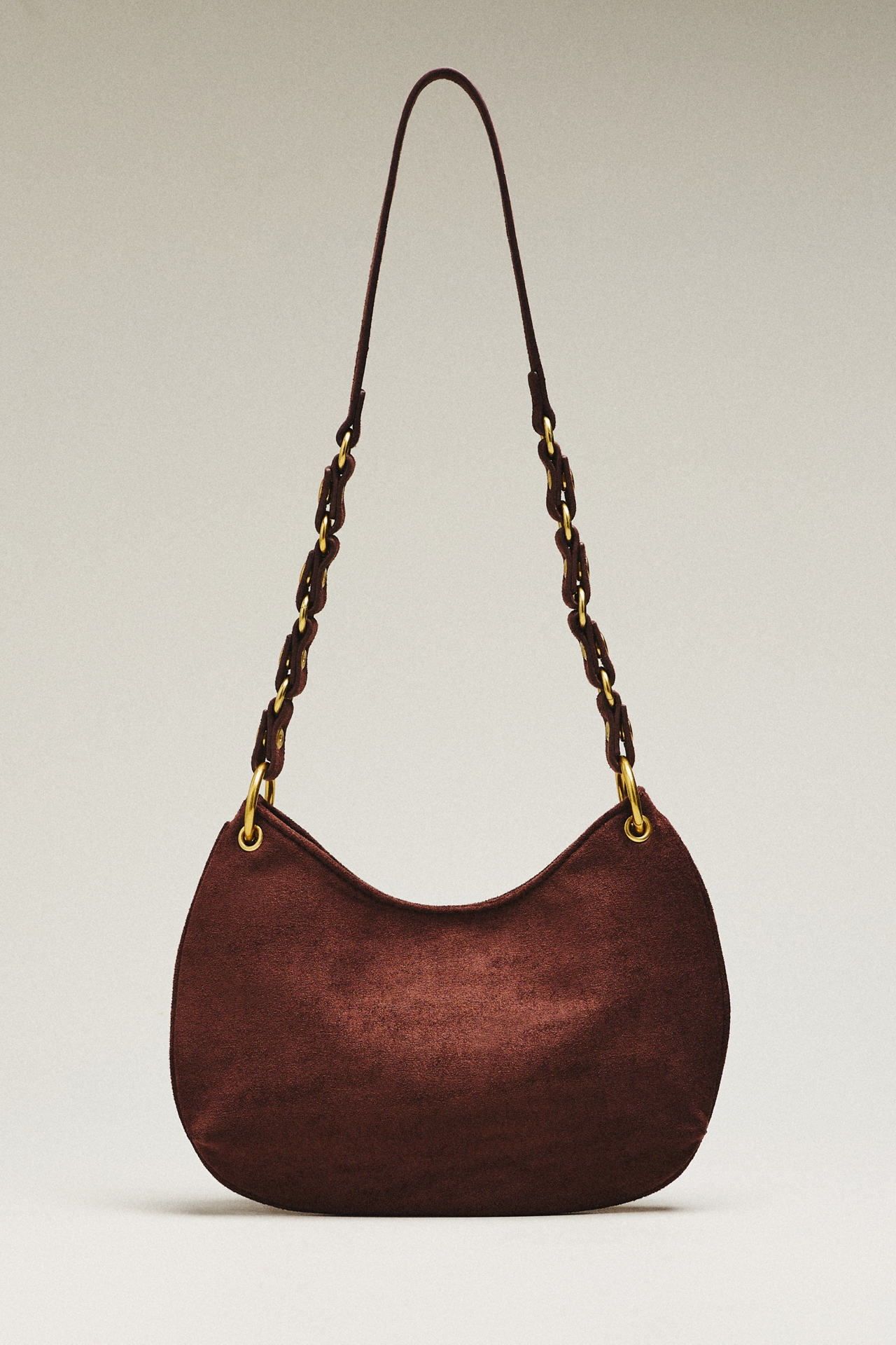 By Anthropologie Faux Suede Circular Shoulder Bag
