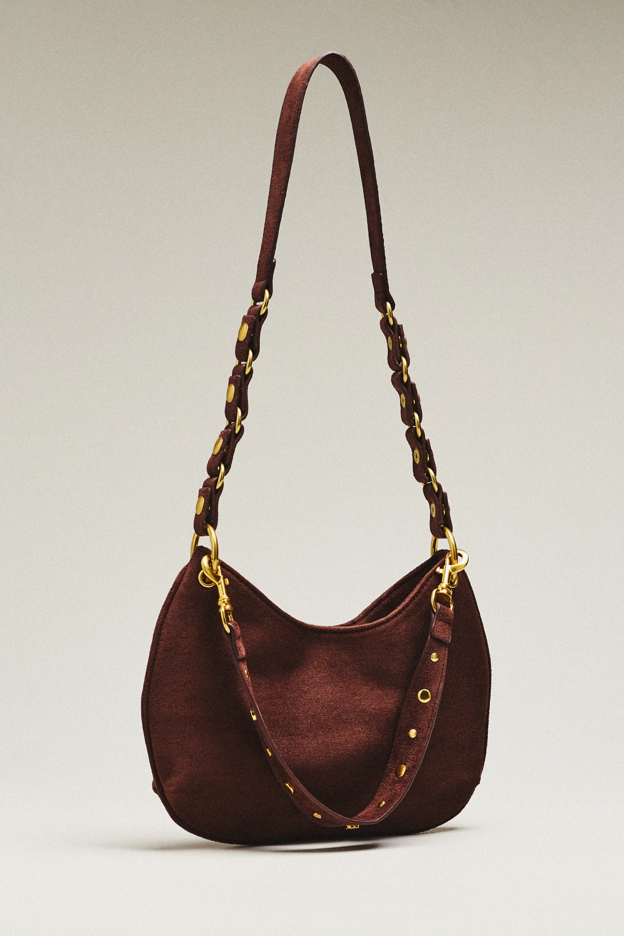 By Anthropologie Faux Suede Circular Shoulder Bag
