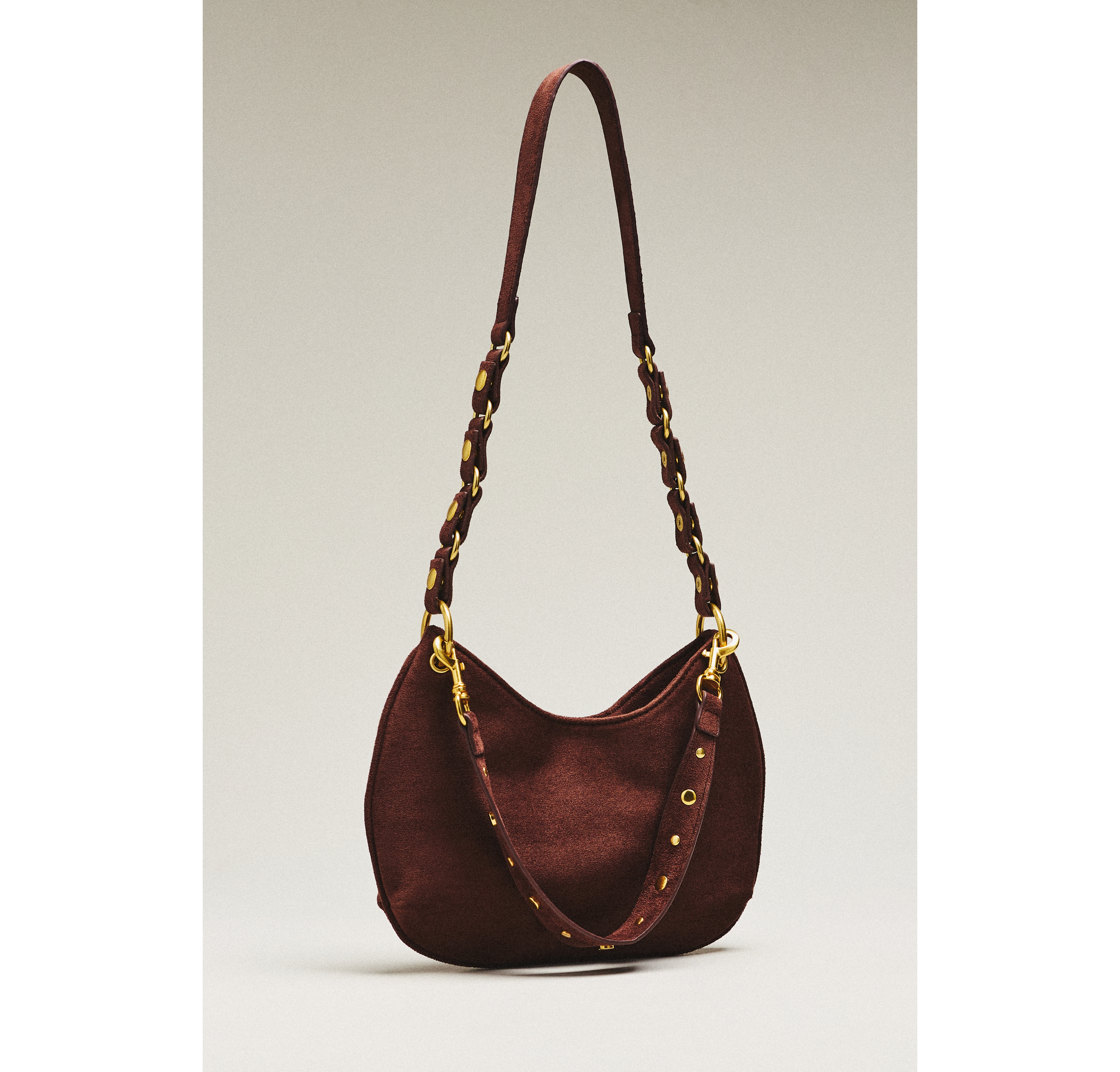 By Anthropologie Faux Suede Circular Shoulder Bag