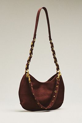 By Anthropologie Faux Suede Circular Shoulder Bag