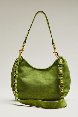 By Anthropologie Faux Suede Circular Shoulder Bag