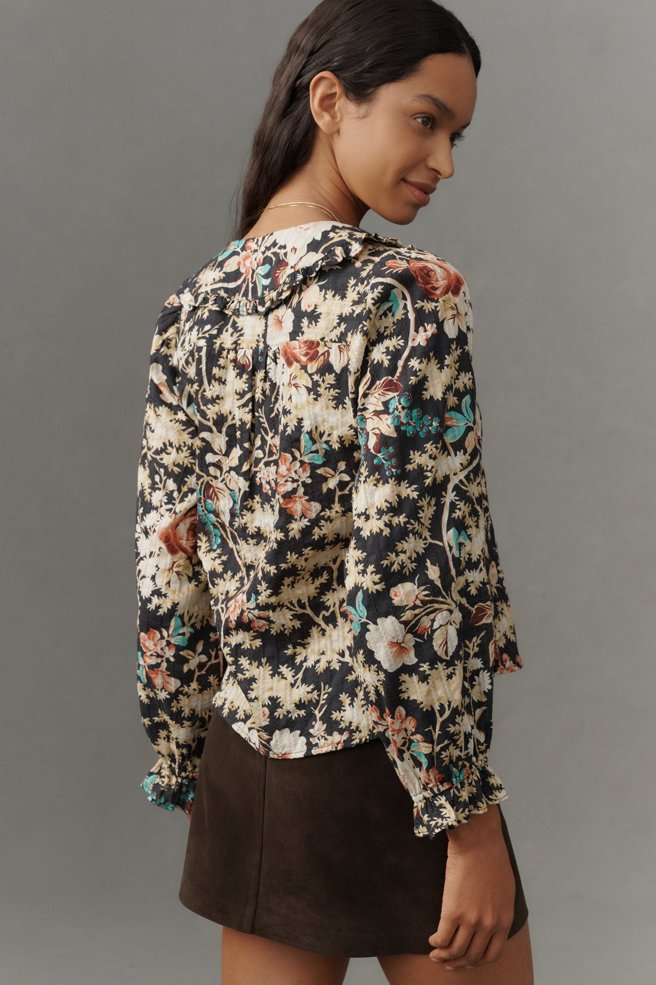 Pilcro The Keira Collared Button-Front Blouse: Long-Sleeve Edition