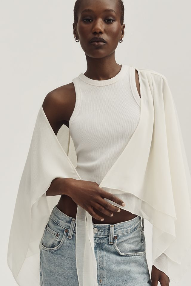 By Anthropologie Sheer Layered Poncho #3