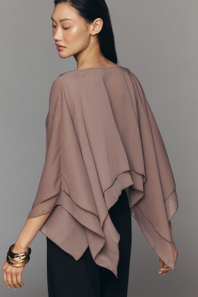 By Anthropologie Sheer Layered Poncho #1