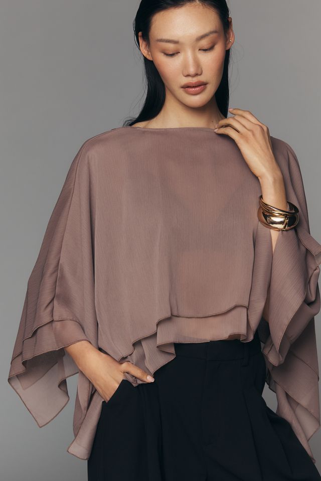 By Anthropologie Sheer Layered Poncho #2
