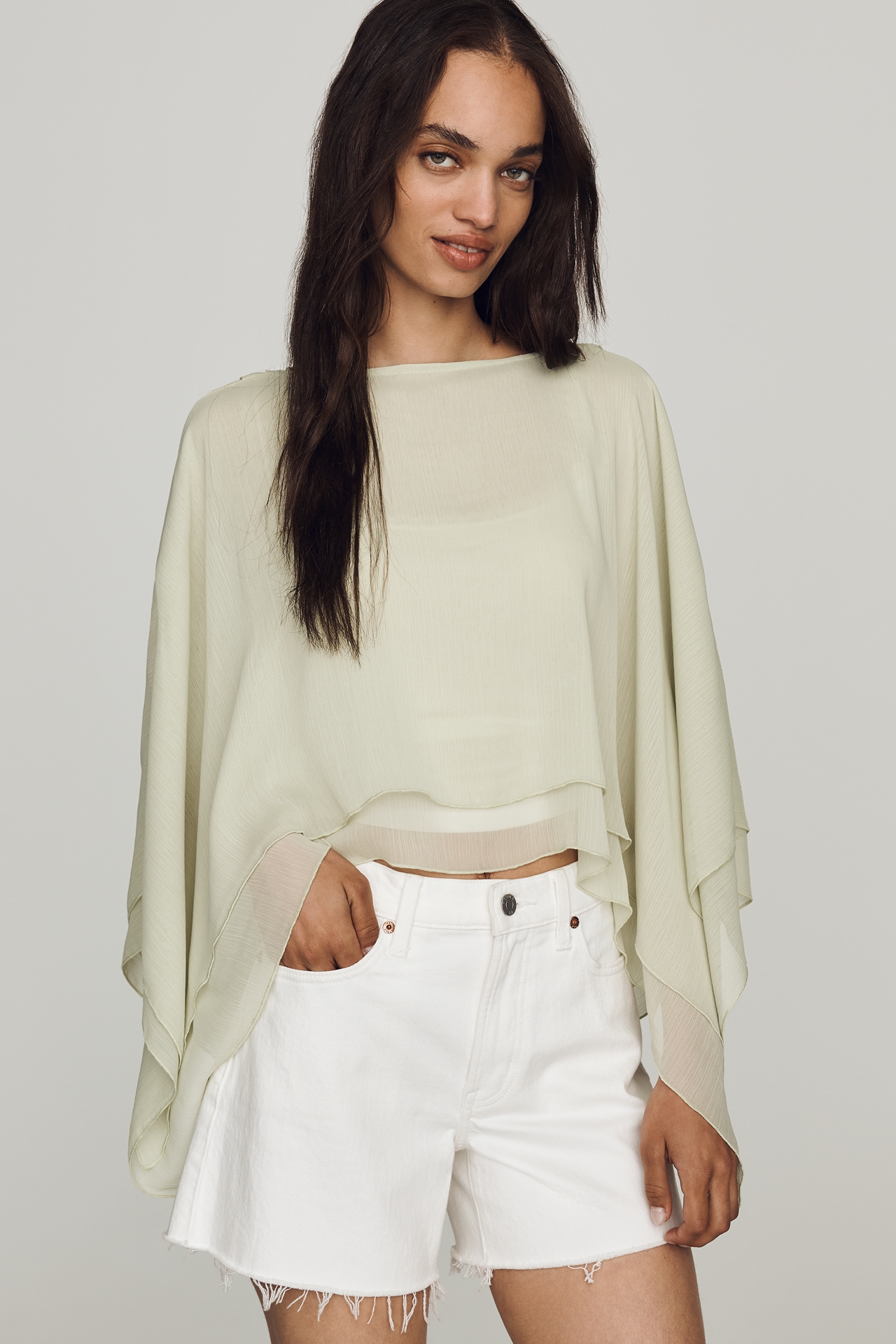 By Anthropologie Sheer Layered Poncho