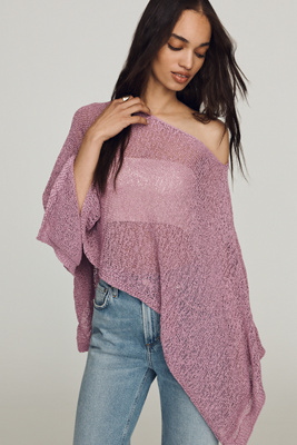 By Anthropologie Gauze Knit Poncho In Purple