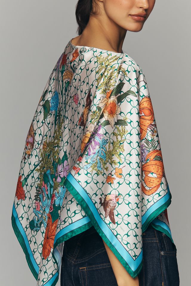 Maeve Satin Floral Poncho #1