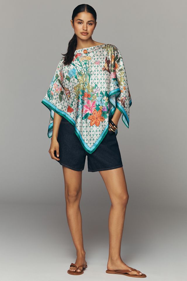 Maeve Satin Floral Poncho #2