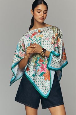 Maeve Satin Floral Poncho