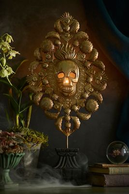 Gilded Skull Votive Holder