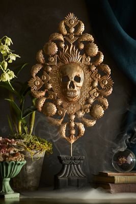 Gilded Skull Votive Holder