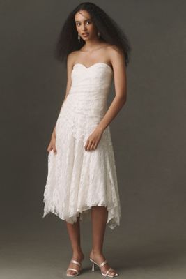 BHLDN Lace Strapless Midi Dress