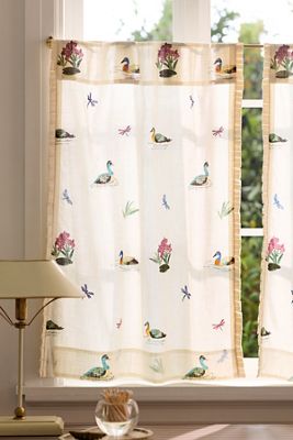Printed Cotton Duck Cafe Curtains, Set of 2